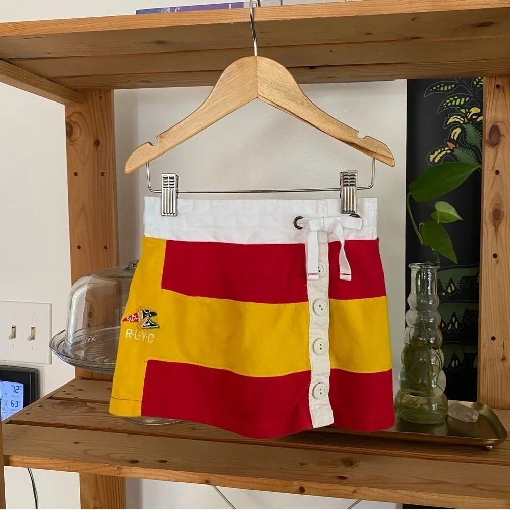 Ralph Lauren Sailing Yacht Club Yellow Red Rugby Stripe Skort Skirt